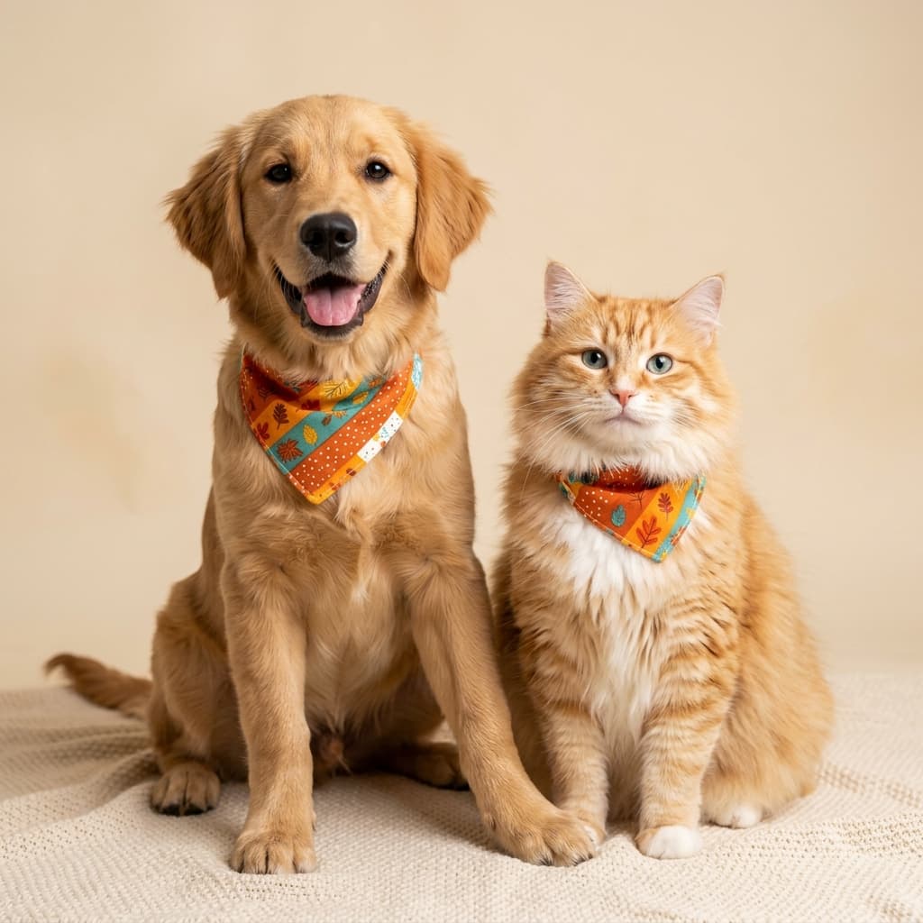 Perro y gato felices vistiendo accesorios de Colita Club